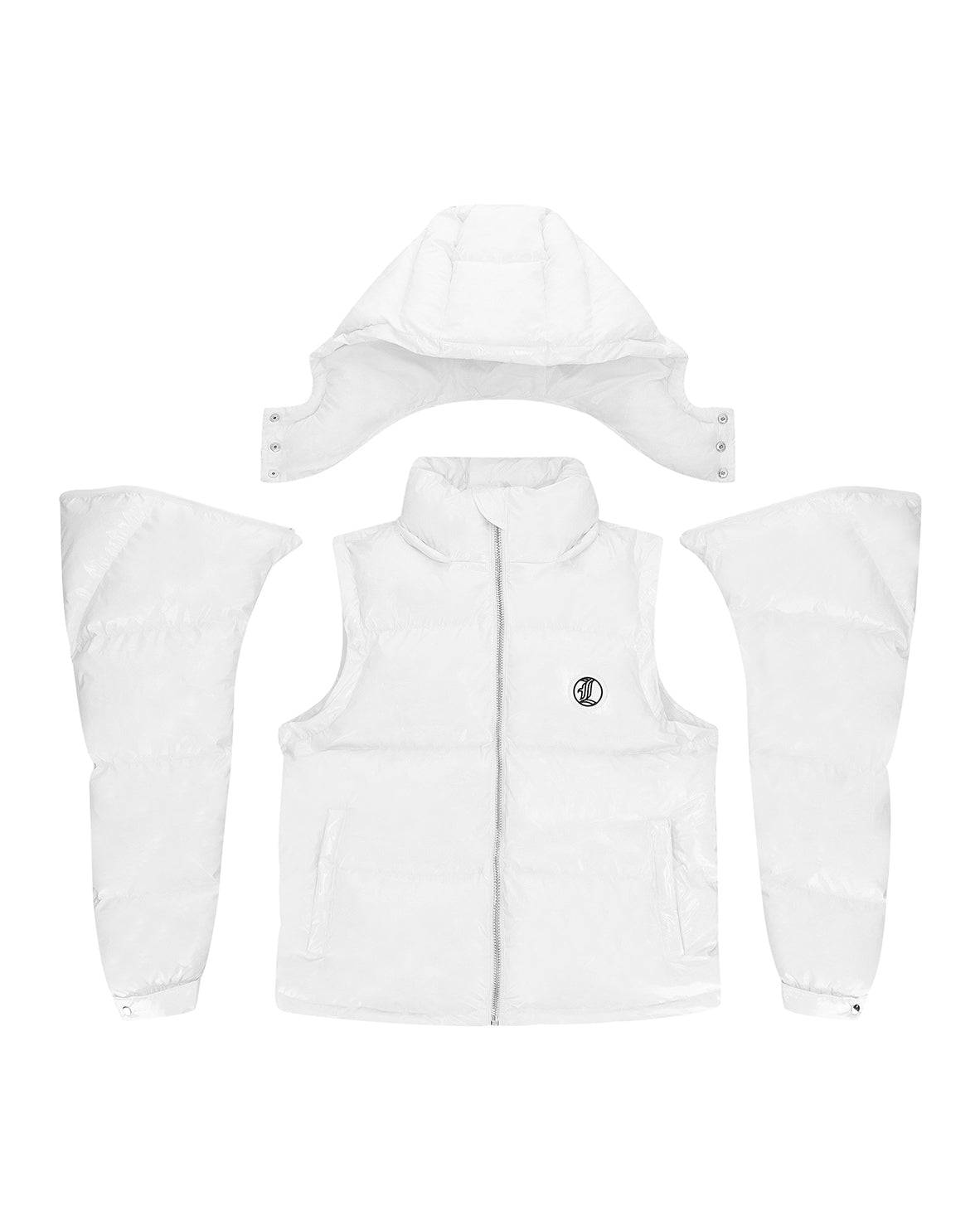 LUKAMACHAIN GRAFFITI PUFFER JACKET WHITE (DETACHABLE)